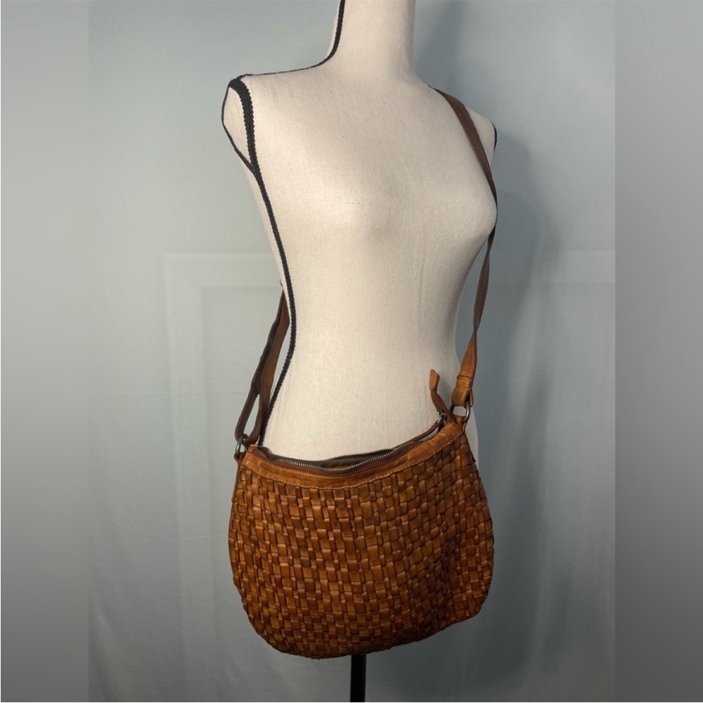 Vilenca Holland Genuine Leather Woven Hobo Shoulder Crossbody Bag